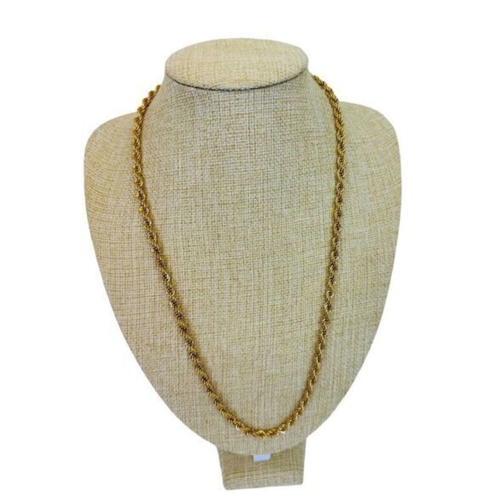 Vintage Monet Chunky Twisted‎ Rope Gold Tone Chain Necklace 24"